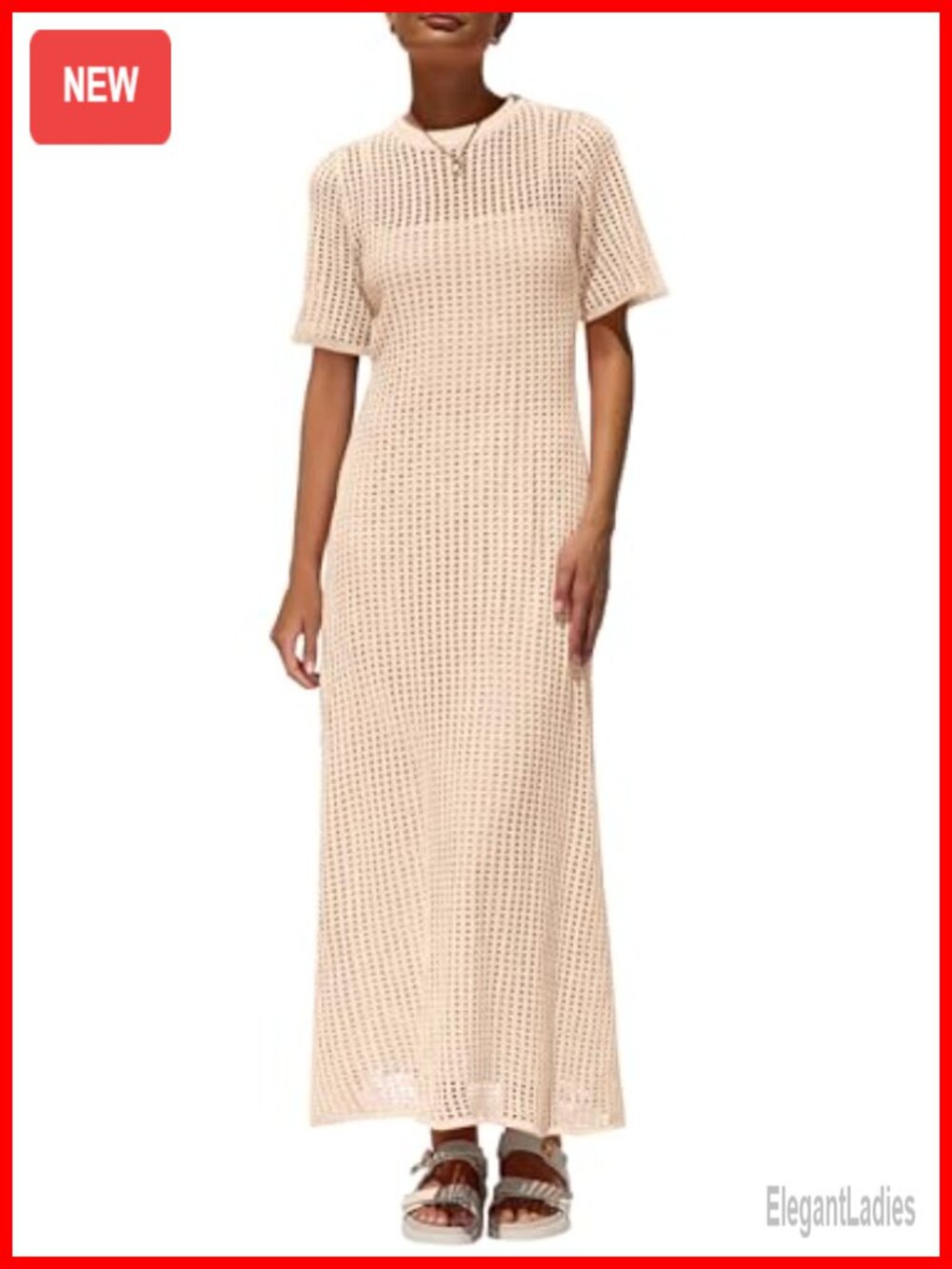 PRETTYGARDEN Womens Eyelet Crochet Maxi 2 Piece Dress Set Beach Vacation